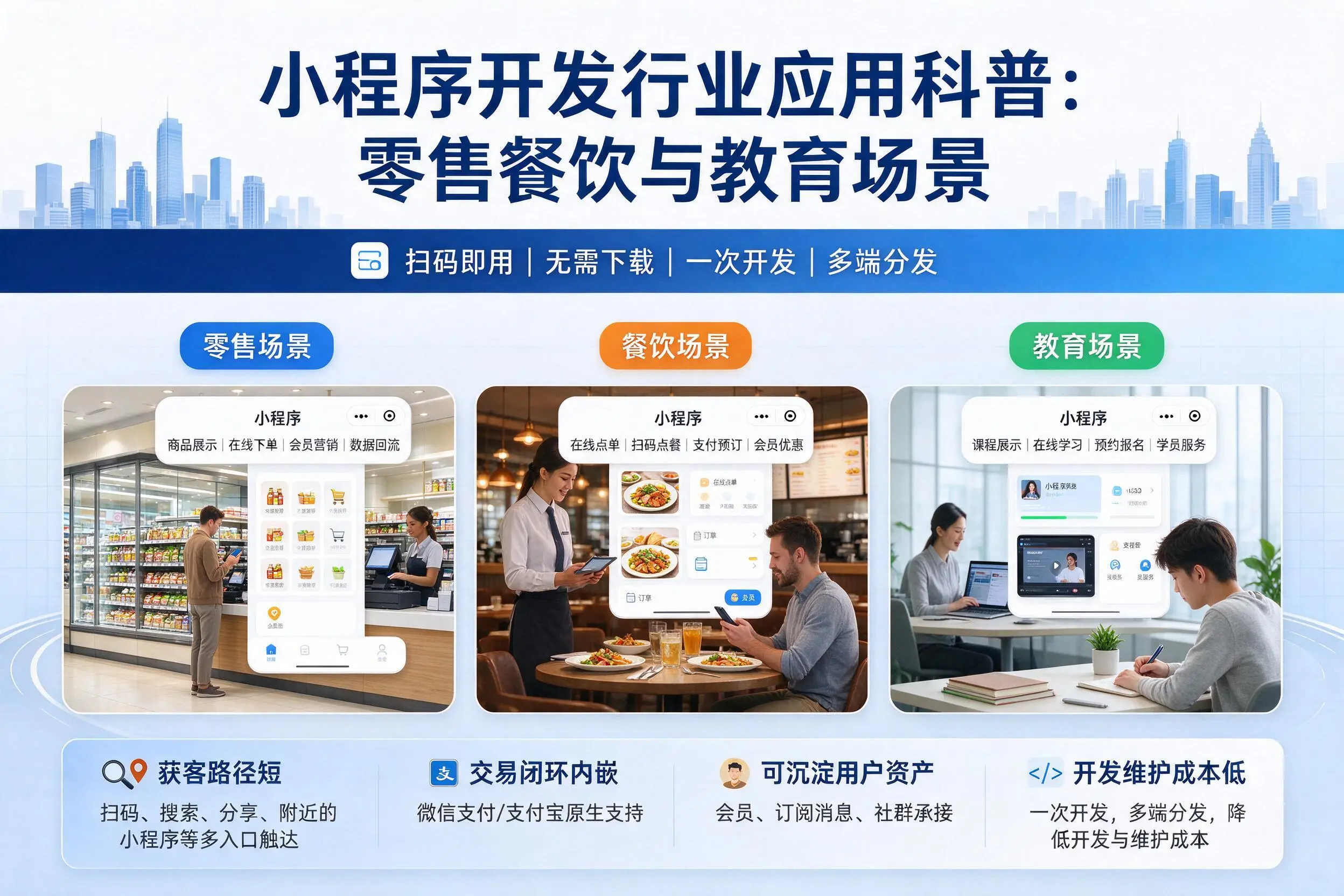 图木舒克小程序开发行业应用科普:零售餐饮与教育场景