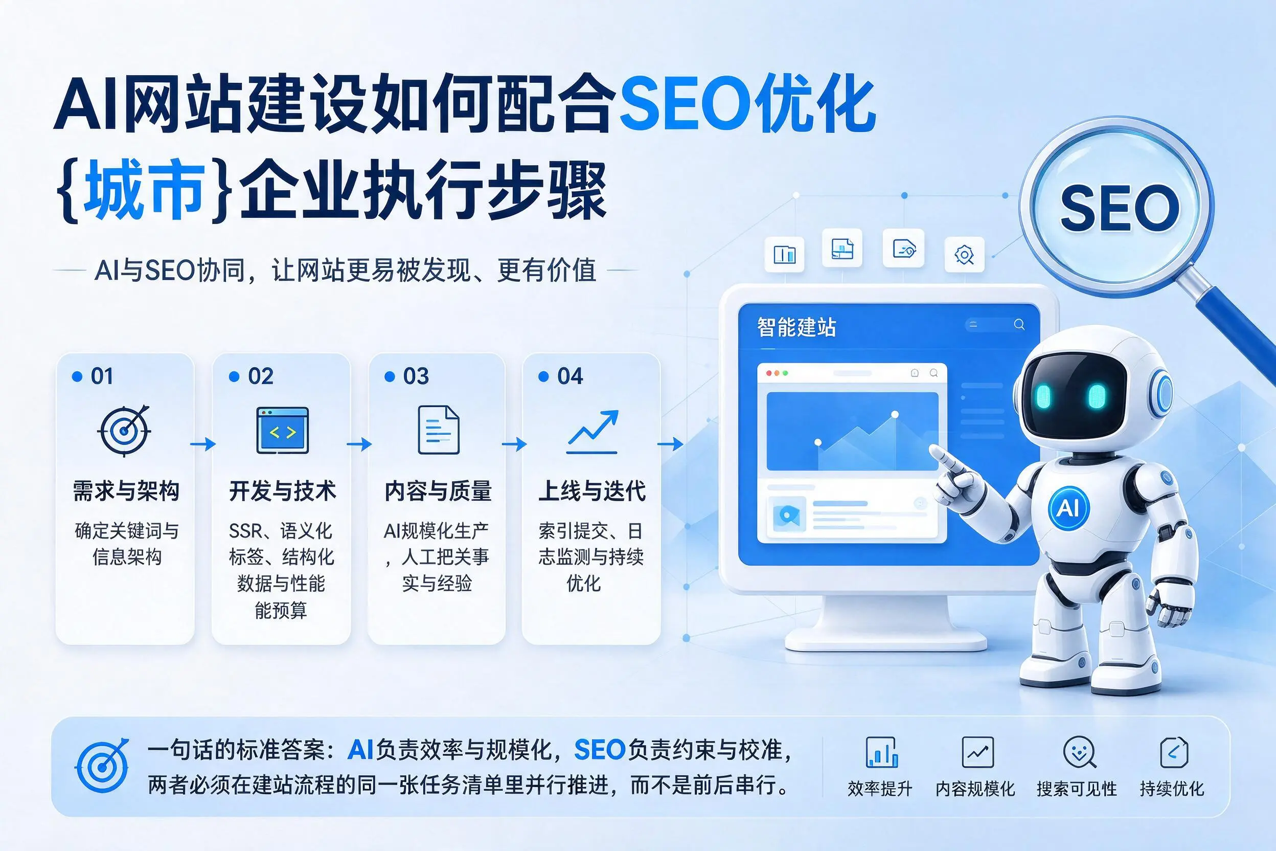 AI网站建设如何配合SEO优化，图木舒克企业执行步骤