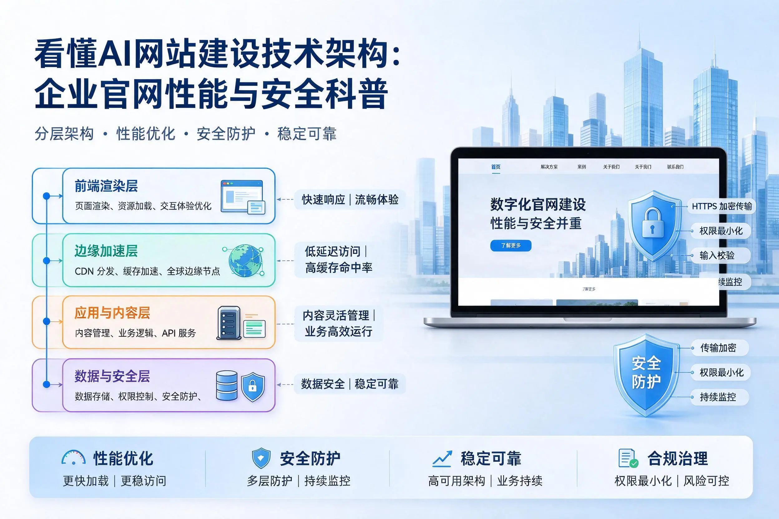 看懂AI网站建设技术架构:图木舒克企业官网性能与安全科普
