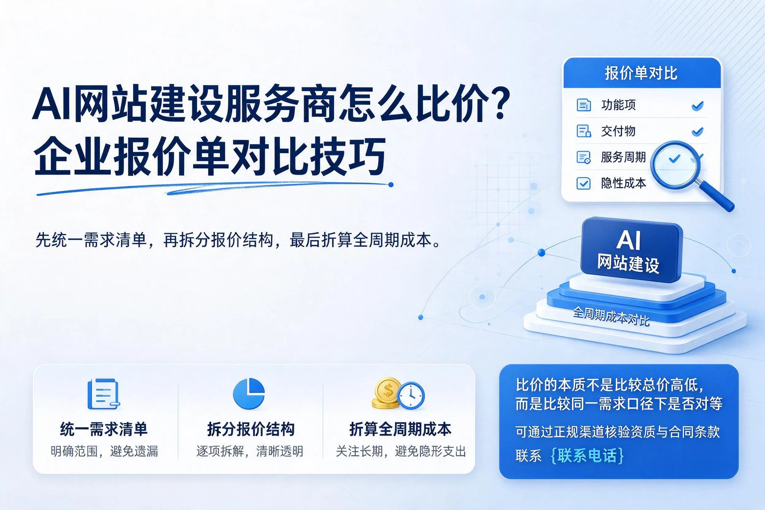 AI网站建设服务商怎么比价?图木舒克企业报价单对比技巧
