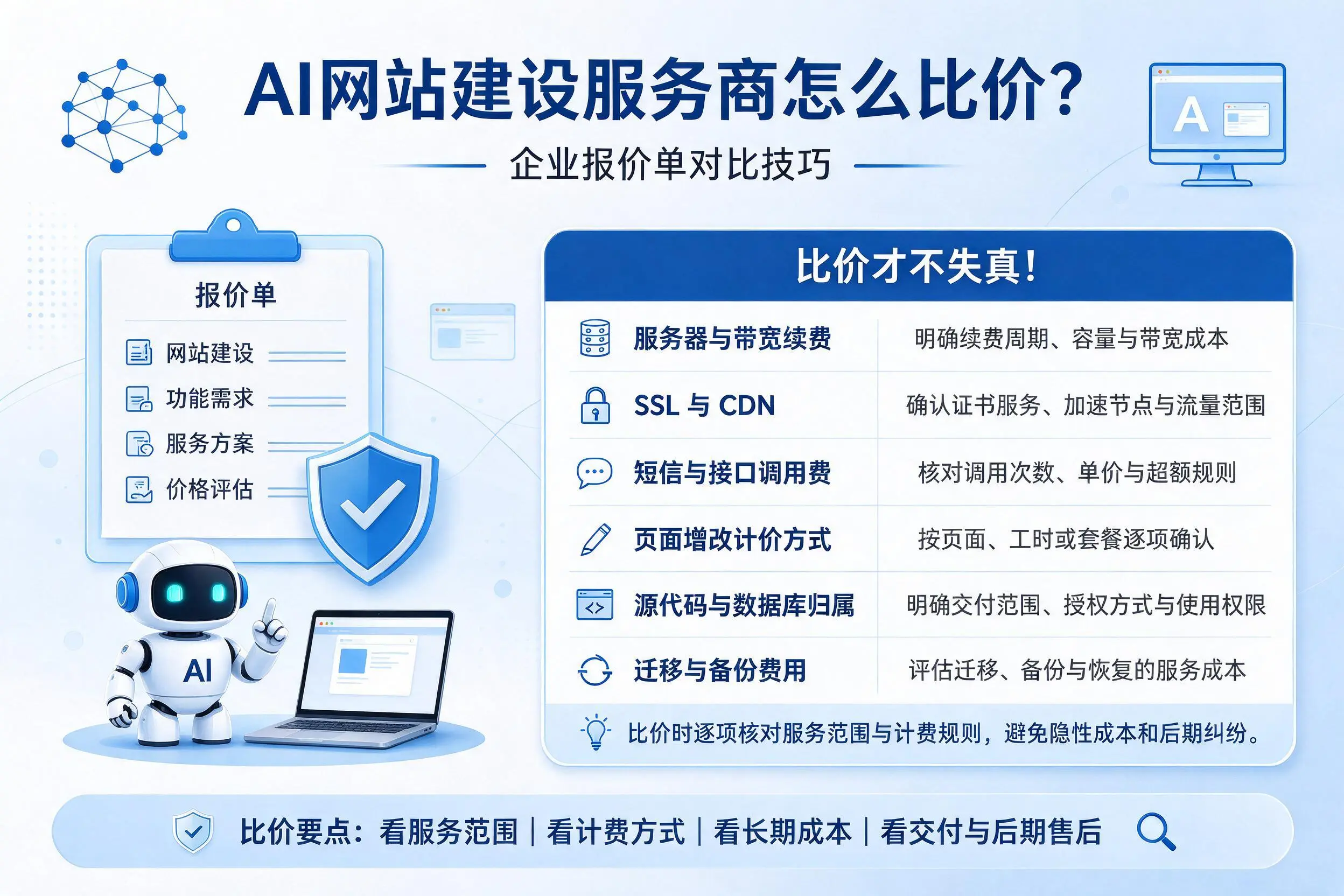 AI网站建设服务商怎么比价?图木舒克企业报价单对比技巧