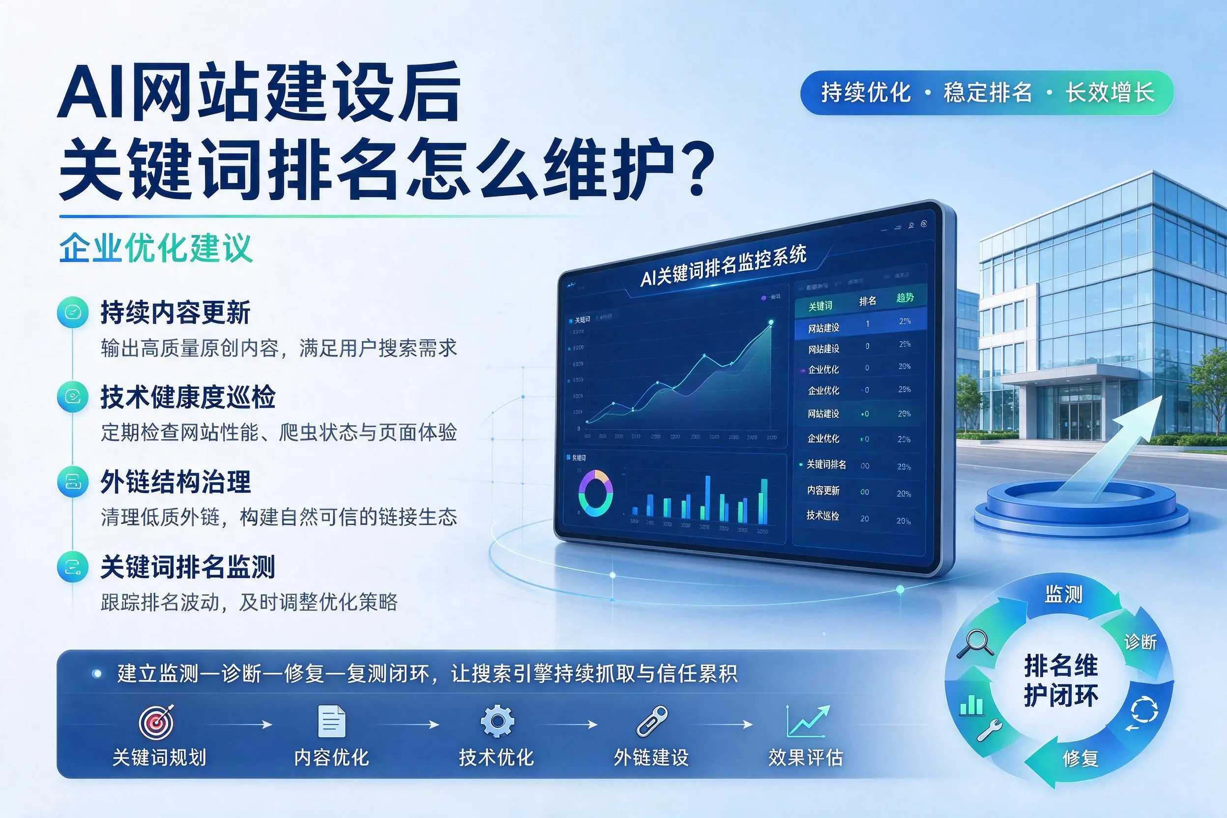 AI网站建设后关键词排名怎么维护？图木舒克企业优化建议