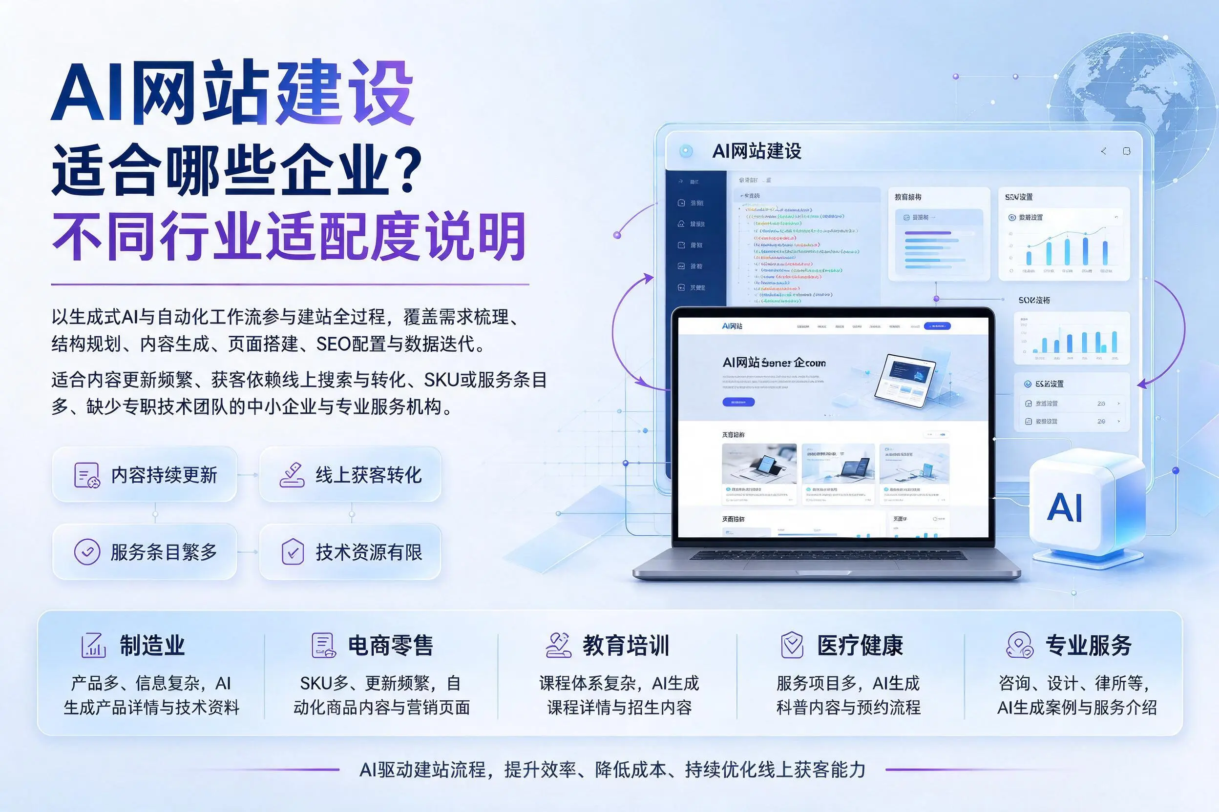 AI网站建设适合哪些企业？图木舒克不同行业适配度说明